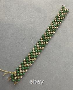 Vintage Blue Green Enamel Link Reversible Bracelet in 18k Yellow Gold HM2722BE