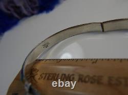 Vintage Blue Teal Yellow Enamel 0.925 Sterling Silver 7 3/4 Bangle Bracelet