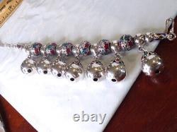 Vintage Bracelet Sterling Silver Red Blue Green Enamel Dangle Ball Charm Bracel
