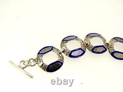 Vintage Bracelet Years' 70 IN Silver 800 Made in Italy With Enamel Blue Women's