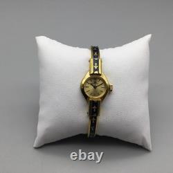 Vintage Bucherer Ladies Watch 18mm Manual Wind Blue Enamel Bracelet 5.5