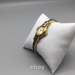 Vintage Bucherer Ladies Watch 18mm Manual Wind Blue Enamel Bracelet 5.5