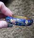 Vintage Chinese Cloisonne Royal Blue Enamel Flowers & Blackbird Bangle Bracelet