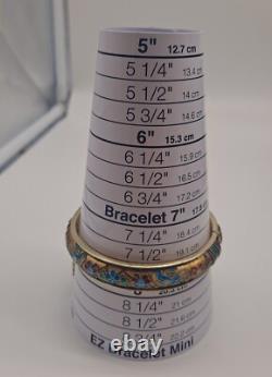 Vintage Champleve/Closinne Silver Bangle Gold Tone Enamel Blue Birds & Flowers