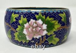 Vintage Chinese Export Wide Enamel Cloisonne Ornate Floral Bangle Bracelet
