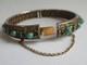Vintage Chinese Sterling Silver Enamel Turquoise Hinged Bangle Braclet Export