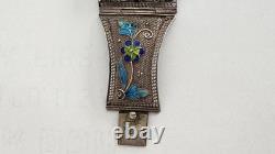 Vintage Chinese Sterling Silver Filigree Blue Enamel Bracelet Ring Brooch Set