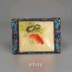 Vintage Chinese Sterling Silver Filigree Blue Enamel Bracelet Ring Brooch Set