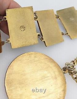 Vintage Cloisonne Enamel Bracelet & Pendant Set Robert Kuo Signed Mid Century