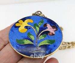 Vintage Cloisonne Enamel Bracelet & Pendant Set Robert Kuo Signed Mid Century