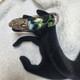 Vintage Cloisonne Enamel Dragon Bangle Bracelet Black Floral Brass Tone