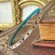 Vintage Cloisonne Enamel Flower Bird Bangle Bracelet Blue Interior Pre-owned