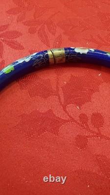 Vintage Cloisonne Hinged Necklace Bracelet Combo Enameled Bangle Collar