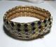 Vintage Coro Enamel Snake Bracelet Gold Tone Green Blue 1950s
