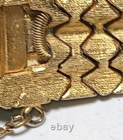 Vintage Coro Enamel Snake Bracelet Gold Tone Green Blue 1950s