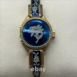 Vintage Crisson Womens Watch 18mm White Dial Blue Enamel Gold Tone Manual Swiss