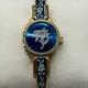 Vintage Crisson Womens Watch 18mm White Dial Blue Enamel Gold Tone Manual Swiss