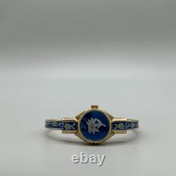 Vintage Crisson Womens Watch 18mm White Dial Blue Enamel Gold Tone Manual Swiss