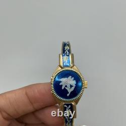 Vintage Crisson Womens Watch 18mm White Dial Blue Enamel Gold Tone Manual Swiss