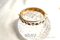 Vintage Crown Trifari White Blue Enamel Pet Series Hinged Bangle Bracelet