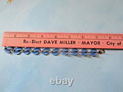 Vintage David Andersen Blue Enamel Leaf Link Bracelet Sterling Silver Norway