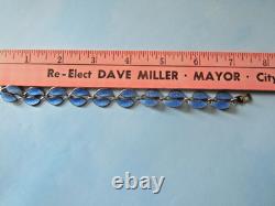 Vintage David Andersen Blue Enamel Leaf Link Bracelet Sterling Silver Norway