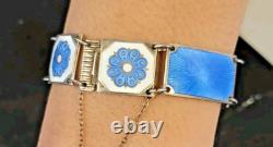 Vintage David Andersen Guilloche Enamel Gilt Sterling Bracelet
