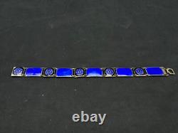 Vintage David Andersen Norway Sterling Silver Guilloche Enamel Bracelet, 7 3/4