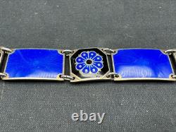 Vintage David Andersen Norway Sterling Silver Guilloche Enamel Bracelet, 7 3/4