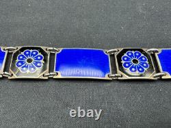 Vintage David Andersen Norway Sterling Silver Guilloche Enamel Bracelet, 7 3/4