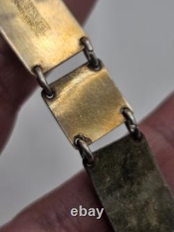 Vintage David Andersen Sterling Silver Blue Guilloche Enamel Floral Bracelet