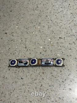 Vintage David Andersen Sterling Silver Blue White Enamel Scene Bracelet Norway