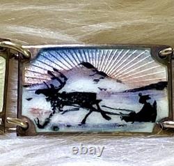 Vintage David Andersen Sterling Silver Blue White Enamel Scene Bracelet Norway