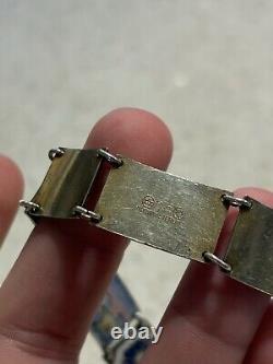 Vintage David Andersen Sterling Silver Blue White Enamel Scene Bracelet Norway