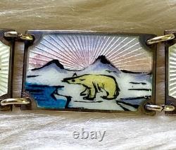 Vintage David Andersen Sterling Silver Blue White Enamel Scene Bracelet Norway