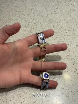 Vintage David Andersen Sterling Silver Blue White Enamel Scene Bracelet Norway