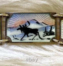 Vintage David Andersen Sterling Silver Blue White Enamel Scene Bracelet Norway