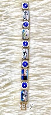 Vintage David Andersen Sterling Silver Blue White Enamel Scene Bracelet Norway
