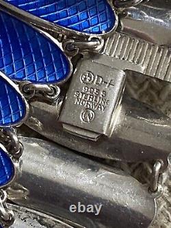 Vintage David Andersen Willy Winnaess Sterling Blue Enamel Link Bracelet NORWAY