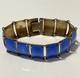 Vintage David Anderson 925 Sterling Silver Blue Enamel 13 Panel Bracelet Norway
