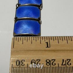 Vintage David Anderson 925 Sterling Silver Blue Enamel 13 Panel Bracelet Norway