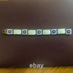 Vintage David Anderson Norway Sterling Silver Guilloche Enamel Bracelet 7