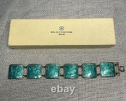 Vintage David Anderson Sterling withTurquoise Enamel Scenic Bracelet Norway 47.3g