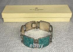 Vintage David Anderson Sterling withTurquoise Enamel Scenic Bracelet Norway 47.3g