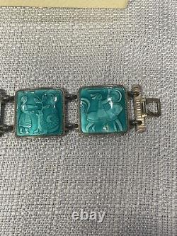 Vintage David Anderson Sterling withTurquoise Enamel Scenic Bracelet Norway 47.3g