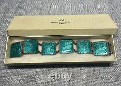 Vintage David Anderson Sterling withTurquoise Enamel Scenic Bracelet Norway 47.3g