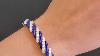 Vintage Diamond Cobalt Blue Enamel Striped 18k Gold Bracelet 822401