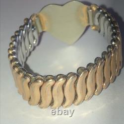 Vintage Disney Snow White Blue Enamel Sweetheart Expandable Gold Filled Bracelet