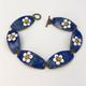 Vintage Dutch Enamel Bracelet Blue Floral Lynx Links By Rolf Neyman Holland Art