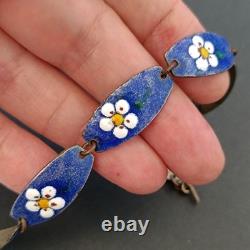 Vintage Dutch Enamel Bracelet Blue Floral Lynx Links by Rolf Neyman Holland Art